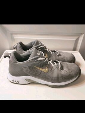 Nike Air Flight 5 Gray Gold Nubuck Basketball Shoes Size 15 Y2K Vintage